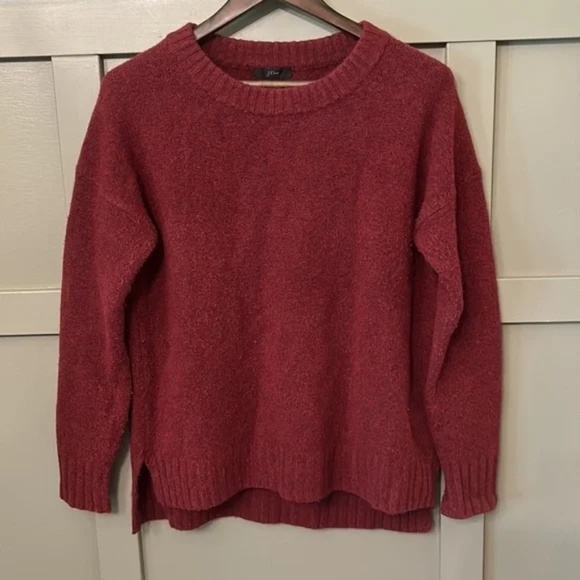 J. Crew Oversized Crewneck Sweater in Supersoft Yarn Merino Wool Alpaca Burgundy - Picture 4 of 10